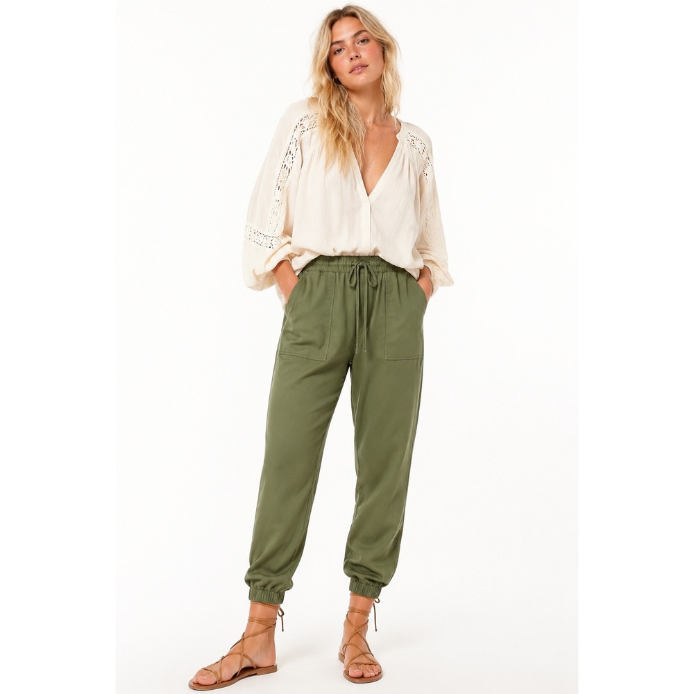 Studio Blue Barb High Rise Utility Jogger Windy Green Olive Size 33 New
